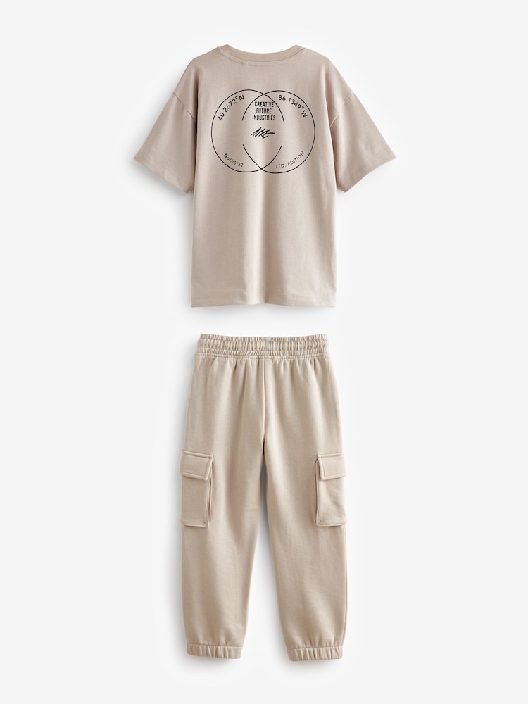 Neutral Cargo Joggers And T-Shirt Set (3-16yrs) - Image 2 of 4