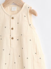 Cream Abstract Print Woven Baby 100% Cotton Jumpsuit (0mths-2yrs) - Image 6 of 9