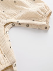 Cream Abstract Print Woven Baby 100% Cotton Jumpsuit (0mths-2yrs) - Image 9 of 9