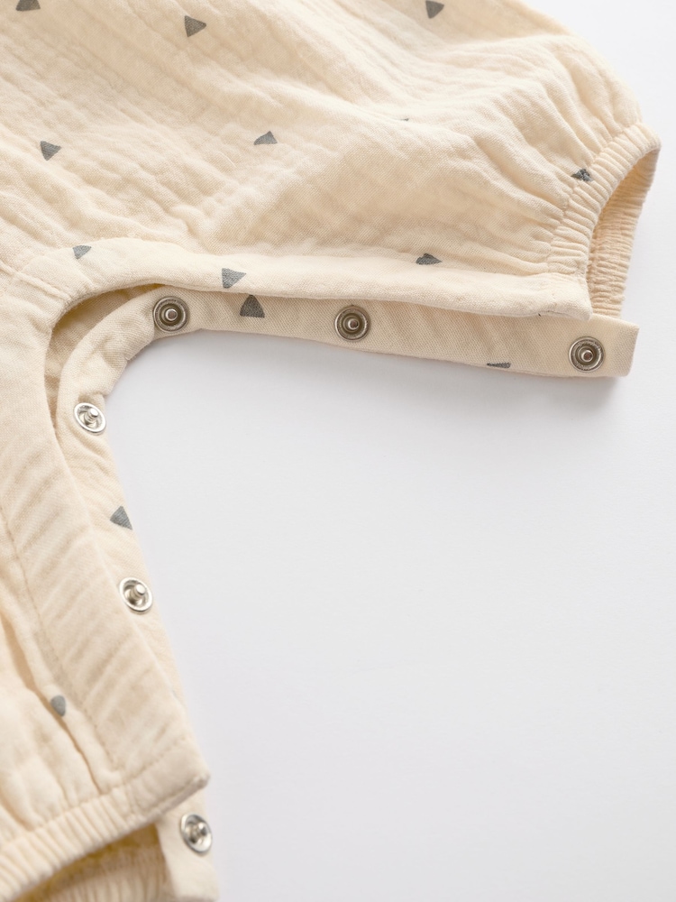 Cream Abstract Print Woven Baby 100% Cotton Jumpsuit (0mths-2yrs) - Image 9 of 9