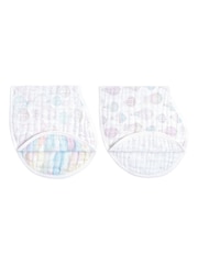 aden + anais White Organic Cotton Muslin Burpy Bibs 2 Pack - Image 1 of 3