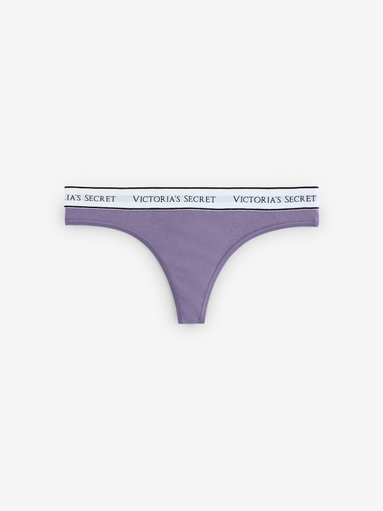 Victoria's Secret Pink/Leopard/Purple Thong Logo 4 Pack Knickers - Image 2 of 7