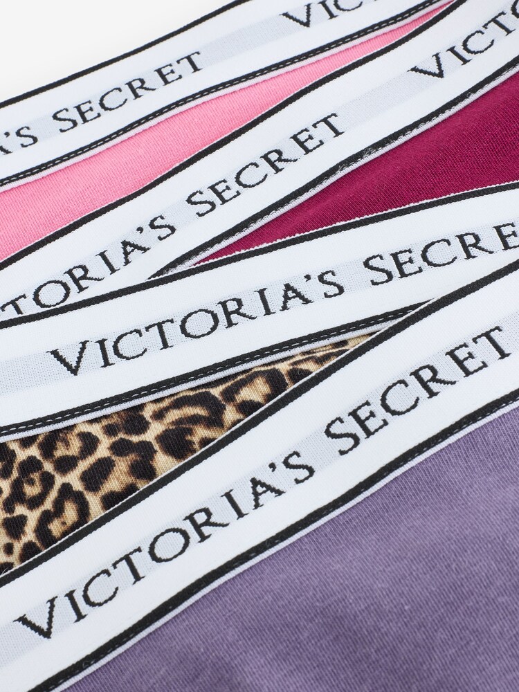 Victoria's Secret Pink/Leopard/Purple Thong Logo 4 Pack Knickers - Image 7 of 7