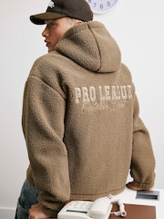 River Island Brown Oversized Fit Borg Lined Hoodie - Image 3 of 4