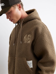 River Island Brown Oversized Fit Borg Lined Hoodie - Image 4 of 4
