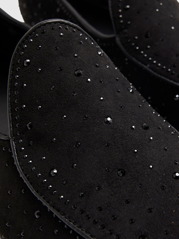 River Island Black Embellished Slip On Loafers - Image 5 of 5