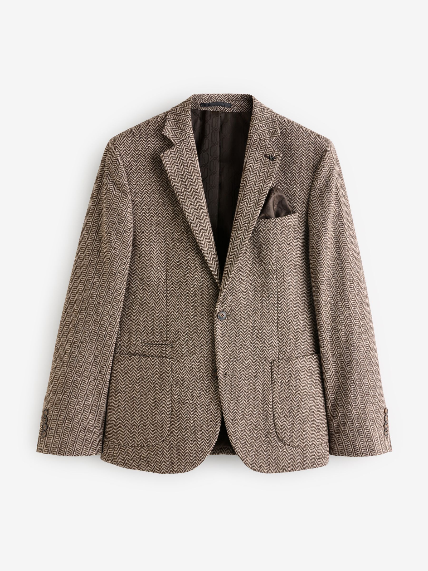 Buy Taupe Slim Fit Wool Rich Herringbone Blazer from Next Ireland