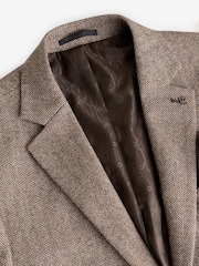 Taupe Slim Fit Wool Rich Herringbone Blazer - Image 7 of 10