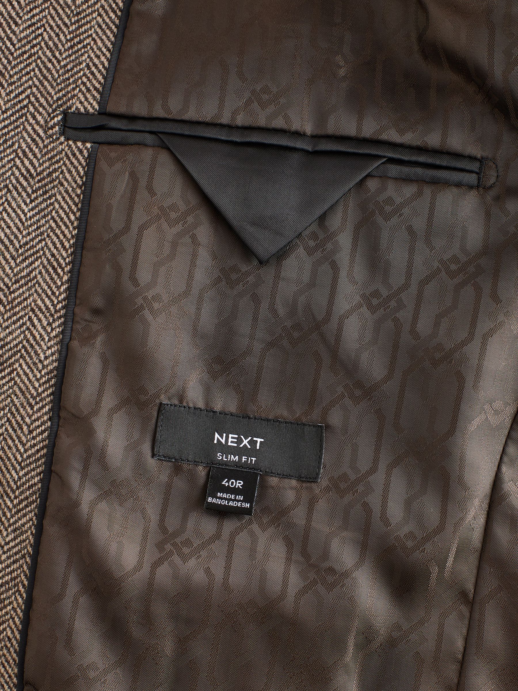 Buy Taupe Slim Fit Wool Rich Herringbone Blazer from Next Ireland