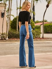 Sosandar Black Scallop Trim Ribbed Top - Image 3 of 5