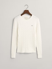 GANT Cream Stretch Cotton Cable Knit Jumper - Image 5 of 5