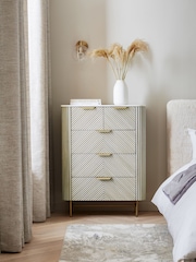 Light Grey Valencia Marble and Mango Wood 5 Drawer Chest of Drawers - Image 2 of 11