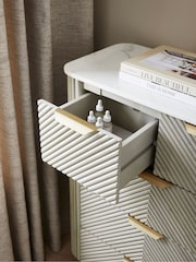 Light Grey Valencia Marble and Mango Wood 5 Drawer Chest of Drawers - Image 3 of 11