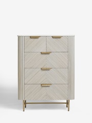 Light Grey Valencia Marble and Mango Wood 5 Drawer Chest of Drawers - Image 5 of 11