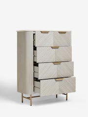 Light Grey Valencia Marble and Mango Wood 5 Drawer Chest of Drawers - Image 6 of 11