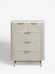 Light Grey Valencia Marble and Mango Wood 5 Drawer Chest of Drawers - Image 8 of 11