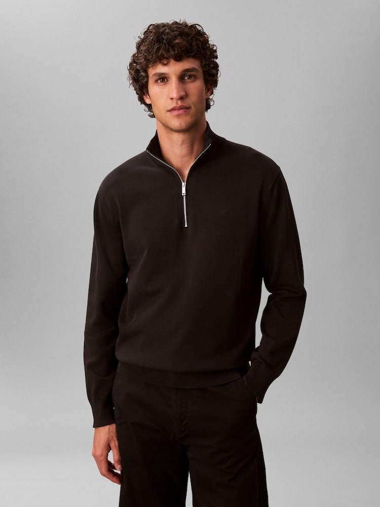 Calvin Klein Pullover aus Premium-Baumwolle mit Viertelreißverschluss - Bild 1 von 7 Calvin Klein Pullover aus Premium-Baumwolle mit Viertelreißverschluss - Bild 1 von 7