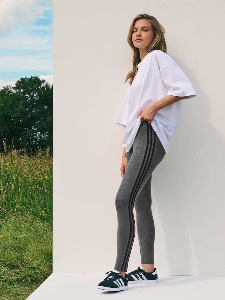 adidas Grey Sportswear 3 Stripes Leggings - Image 2 of 6