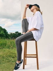 adidas Grey Sportswear 3 Stripes Leggings - Image 3 of 6