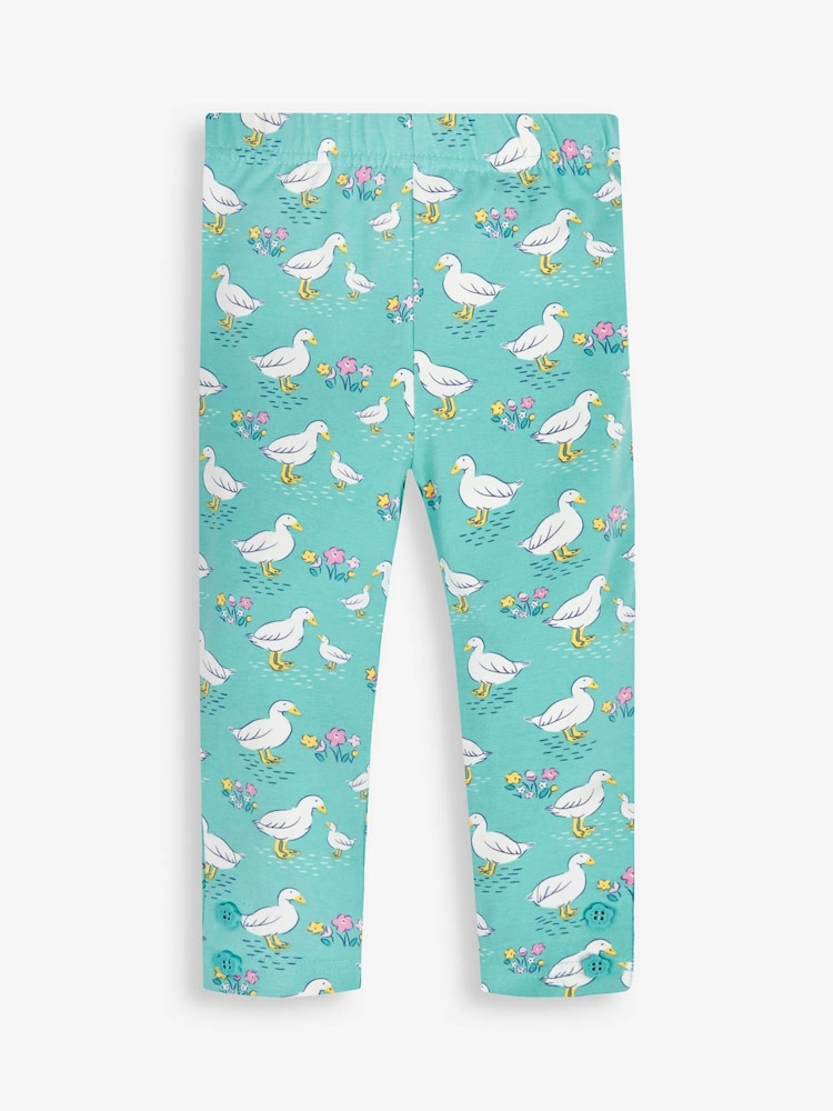 JoJo Maman Bébé Duck Egg 2-Pack Duck Print & Pink Leggings - Image 2 of 7
