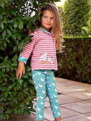 JoJo Maman Bébé Duck Egg 2-Pack Duck Print & Pink Leggings - Image 7 of 7