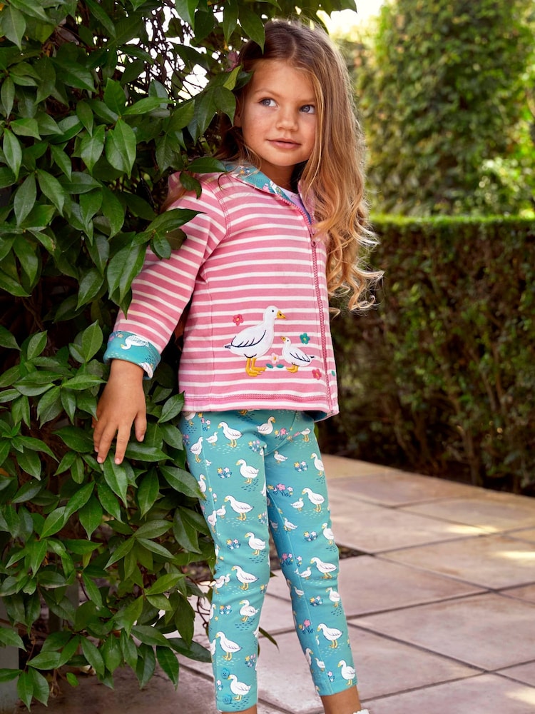 JoJo Maman Bébé Duck Egg 2-Pack Duck Print & Pink Leggings - Image 7 of 7