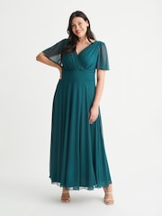 Scarlett & Jo Green Curve Angel Sleeve Maxi Dress - Image 1 of 5