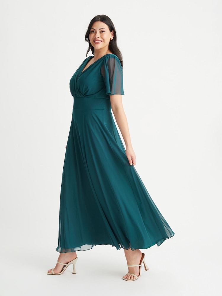 Scarlett & Jo Green Curve Angel Sleeve Maxi Dress - Image 3 of 5