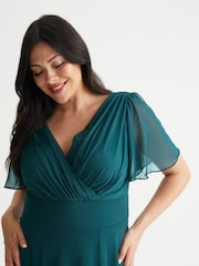 Scarlett & Jo Green Curve Angel Sleeve Maxi Dress - Image 4 of 5