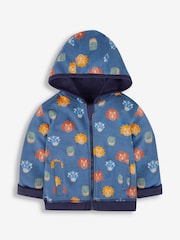 JoJo Maman Bébé Navy Blue TRex Appliqué Reversible Hoodie - Image 5 of 9