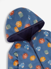 JoJo Maman Bébé Navy Blue TRex Appliqué Reversible Hoodie - Image 7 of 9