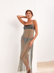 Black Rhinestone Maxi Summer Dress - Image 1 of 6
