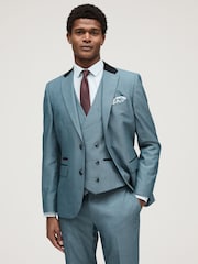 Light Blue Slim Fit Trimmed Suit Jacket - Image 1 of 11