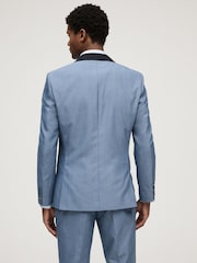 Light Blue Slim Fit Trimmed Suit Jacket - Image 2 of 11