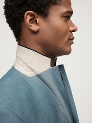 Light Blue Slim Fit Trimmed Suit Jacket - Image 4 of 11