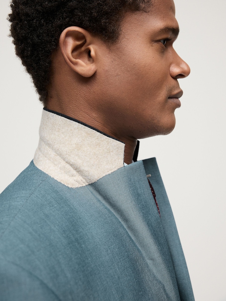 Bleu clair - Veste de costume slim à bordures - Image 4 of 11