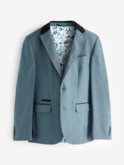 Light Blue Slim Fit Trimmed Suit Jacket - Image 6 of 11