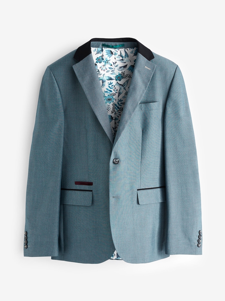 Bleu clair - Veste de costume slim à bordures - Image 6 of 11