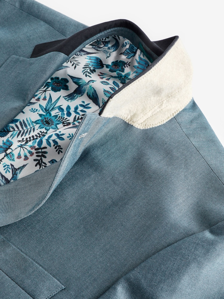Bleu clair - Veste de costume slim à bordures - Image 7 of 11