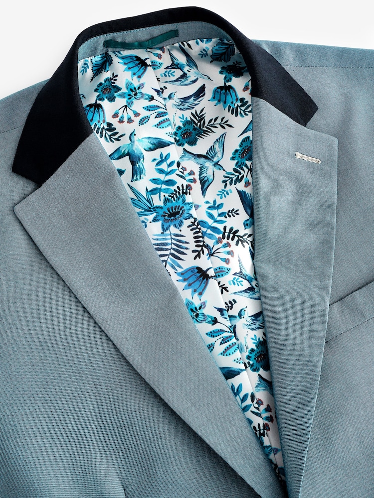 Bleu clair - Veste de costume slim à bordures - Image 8 of 11