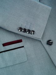 Light Blue Slim Fit Trimmed Suit Jacket - Image 9 of 11