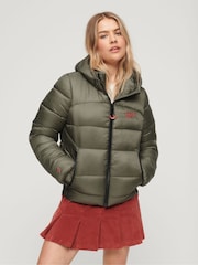 Superdry Green Sports Puffer Bomber Jacket - Image 1 of 6