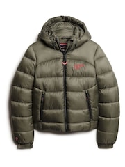 Superdry Green Sports Puffer Bomber Jacket - Image 4 of 6