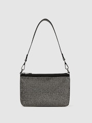 Reiss Black Clementine Embellished Shoulder Bag - Image 1 of 4