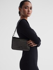 Reiss Black Clementine Embellished Shoulder Bag - Image 2 of 4
