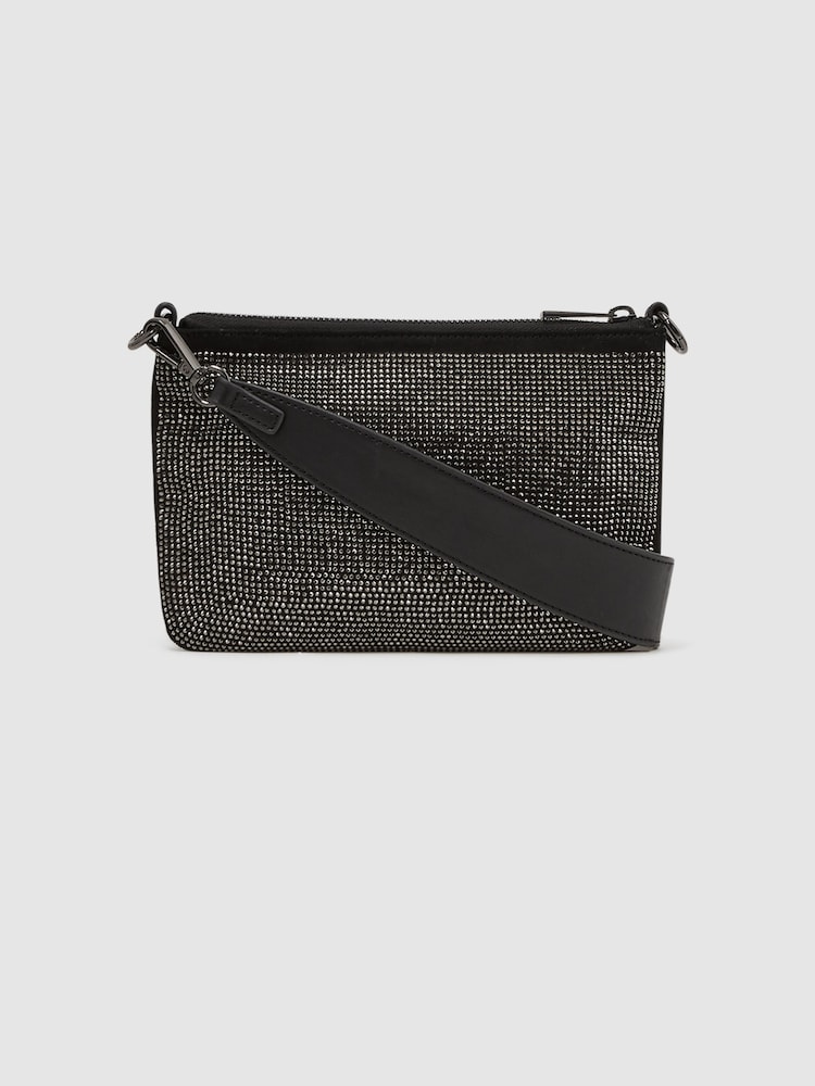 Reiss Black Clementine Embellished Shoulder Bag - Image 4 of 4