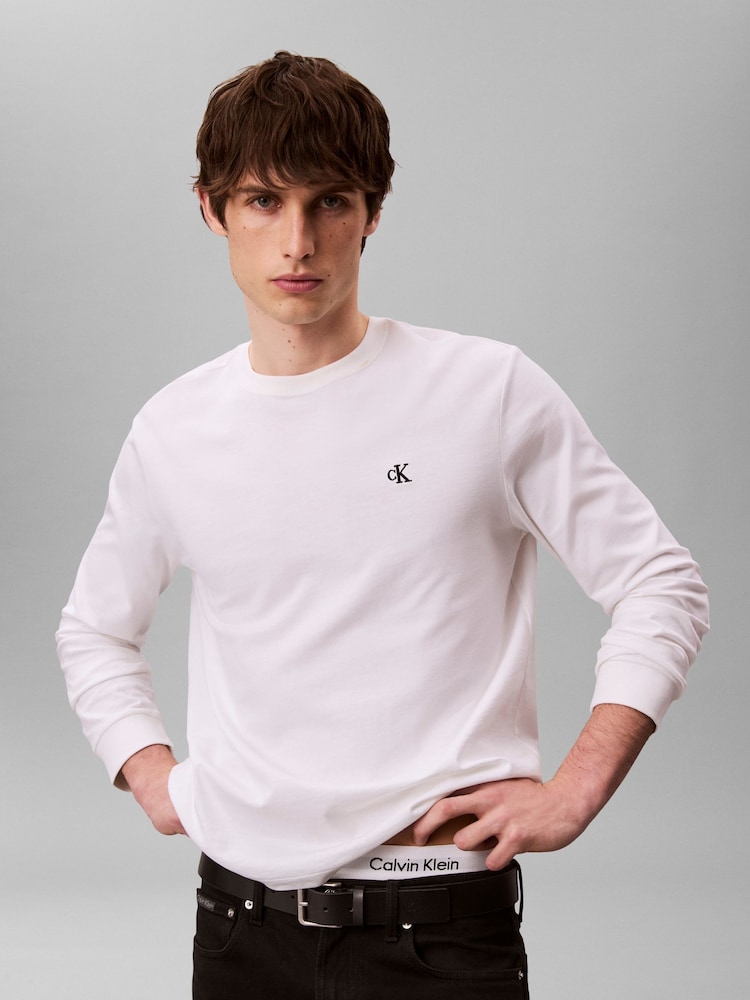 Calvin Klein White Relaxed Monogram T-Shirt - Image 1 of 7