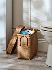 Natural Plastic Wicker Storage Basket - Image 2 of 5