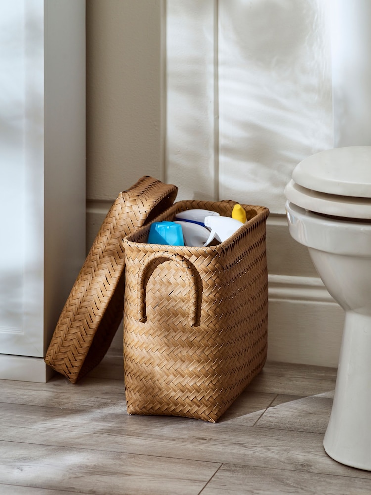 Natural Plastic Wicker Storage Basket - Image 2 of 5