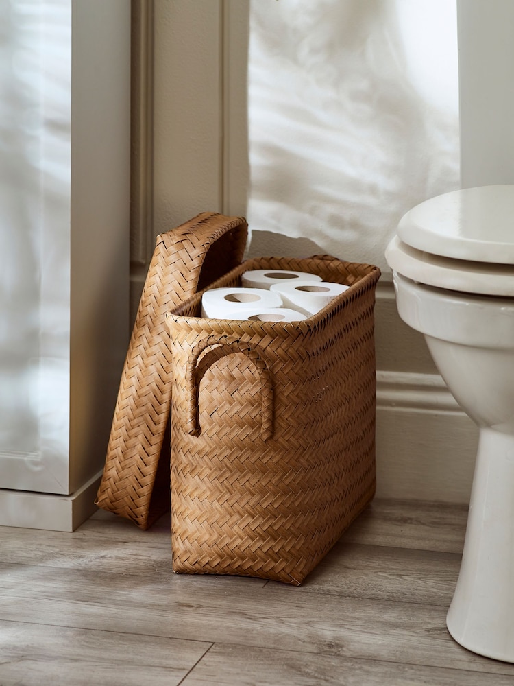 Natural Plastic Wicker Storage Basket - Image 3 of 5
